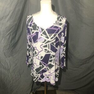 Chico's Geometric Black, White, and Purple Blouse
